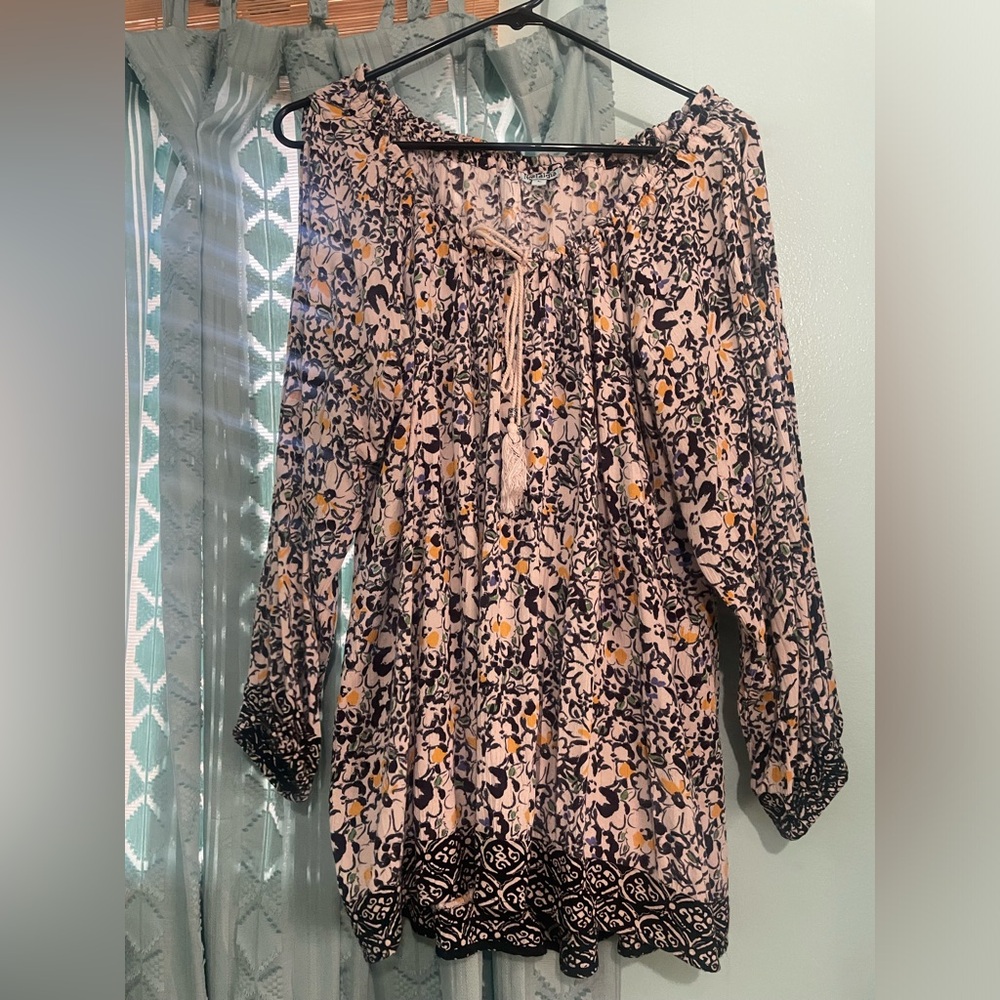 Nostalgia boho festival Floral Peasant Top